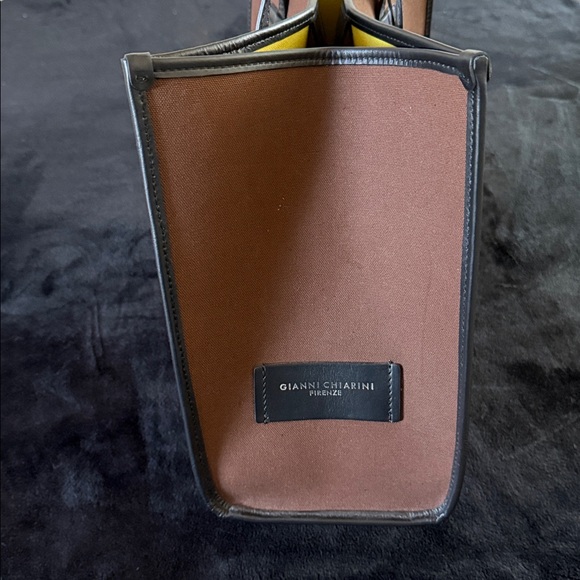 Made in Italy Marcella Leather Handle & Trim Canvas Shopping Bag Tote - Picture 6 of 9